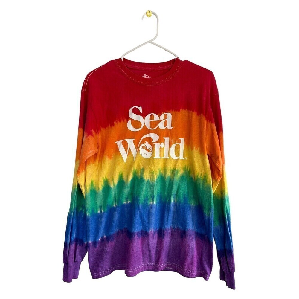 Sea World Seaworld Rainbow Pride Tie Dye Long Sleeve T-shirt Adult M